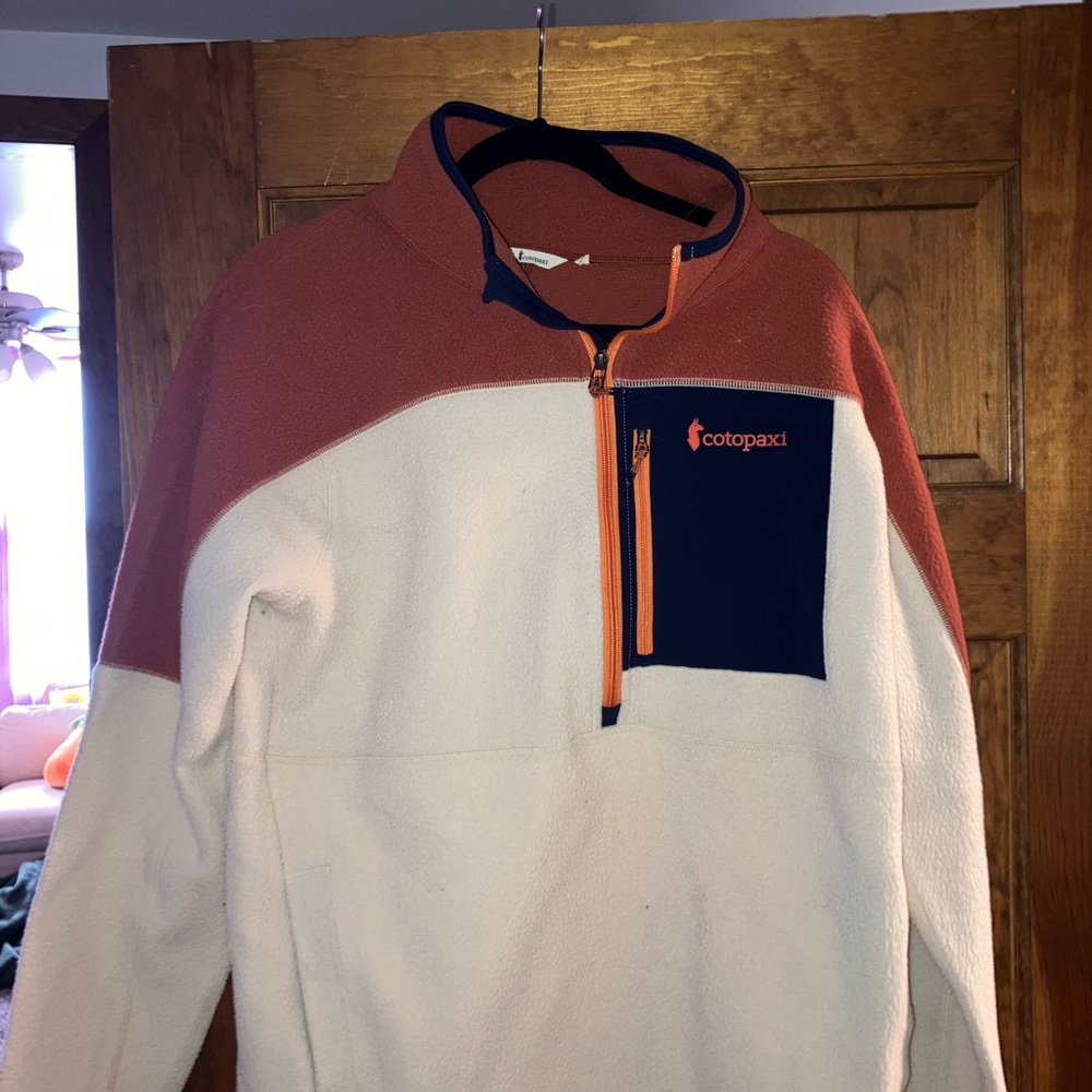 Cotopaxi Men's Two-Tone Fleece Sweater - Orange and White